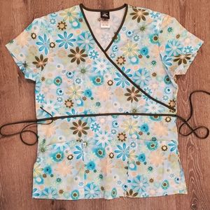Cherokee scrubs flower top